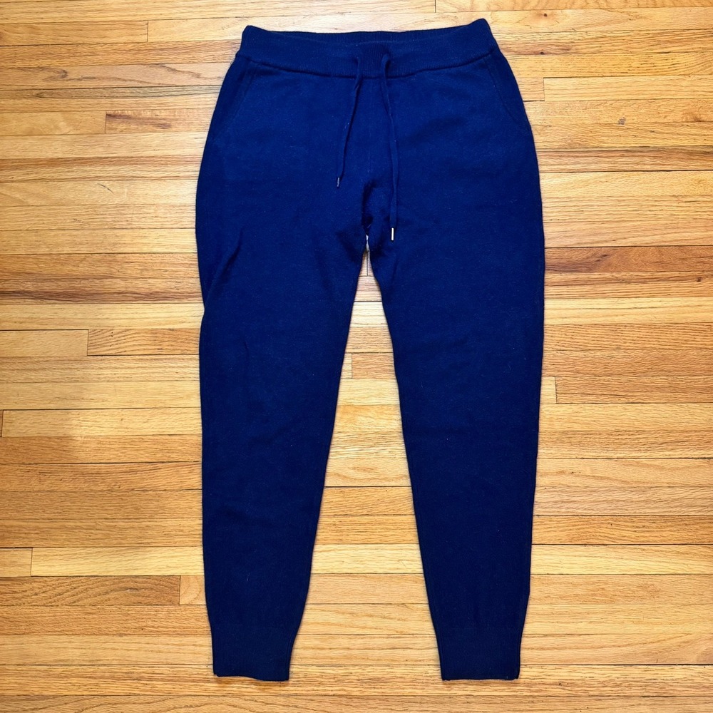 Quince 100% Mongolian Cashmere Womens Sweatpants True Navy Blue Joggers Sz Small